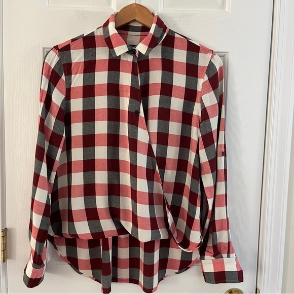 Rag & Bone Camille Surplus Plaid High-Low Blouse M - Picture 3 of 9